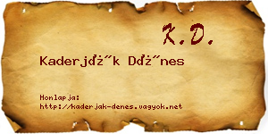 Kaderják Dénes névjegykártya